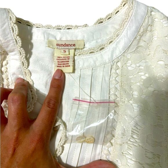 Sundance NWOT boho western button down - white lace accents - Picture 5 of 7